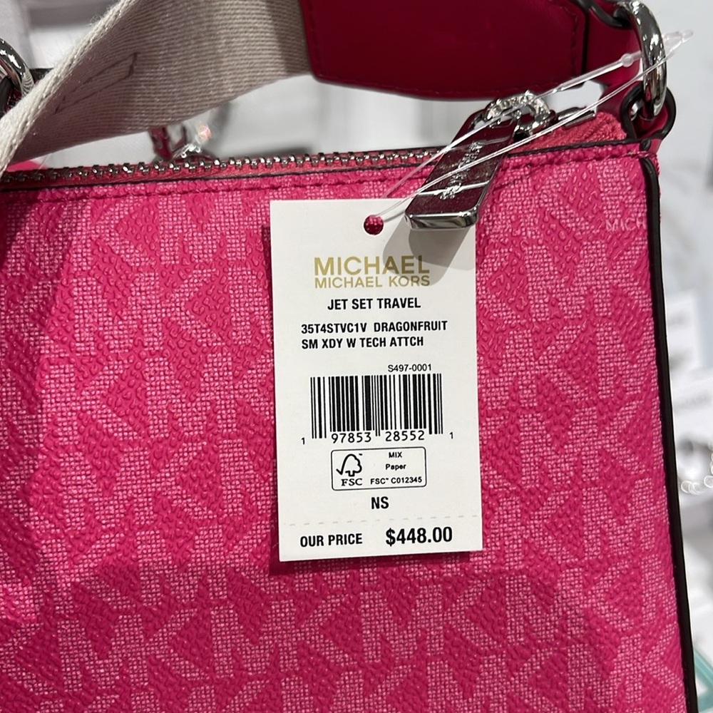 Michael Kors Jet Set Signature Logo Crossbody Bag with Case for Apple AirPods - Picture 15 of 16